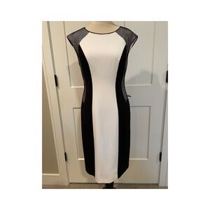 Calvin Klein Cap Sleeve Black & White Sheath Dress